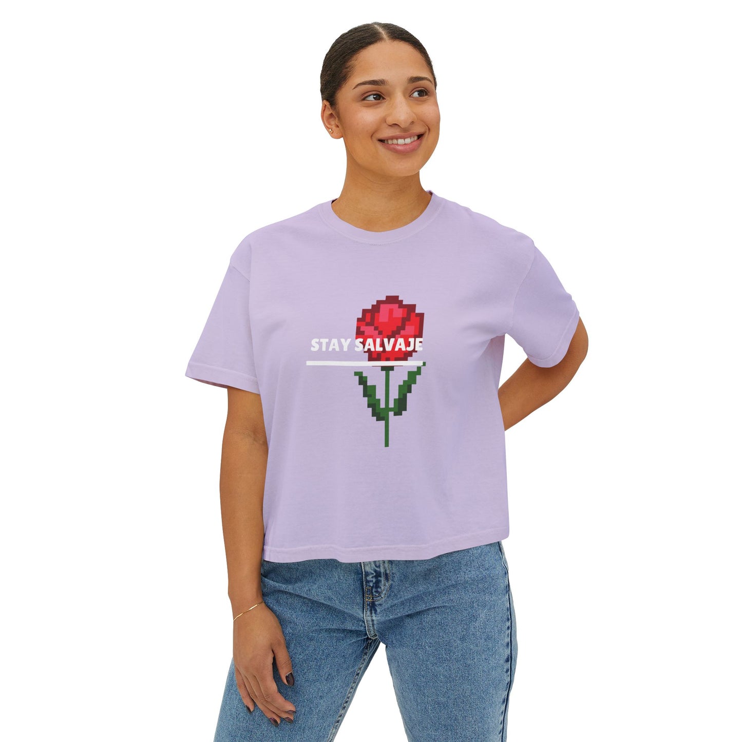 Oversized Tee "Stay Salvaje" Rose Shirt