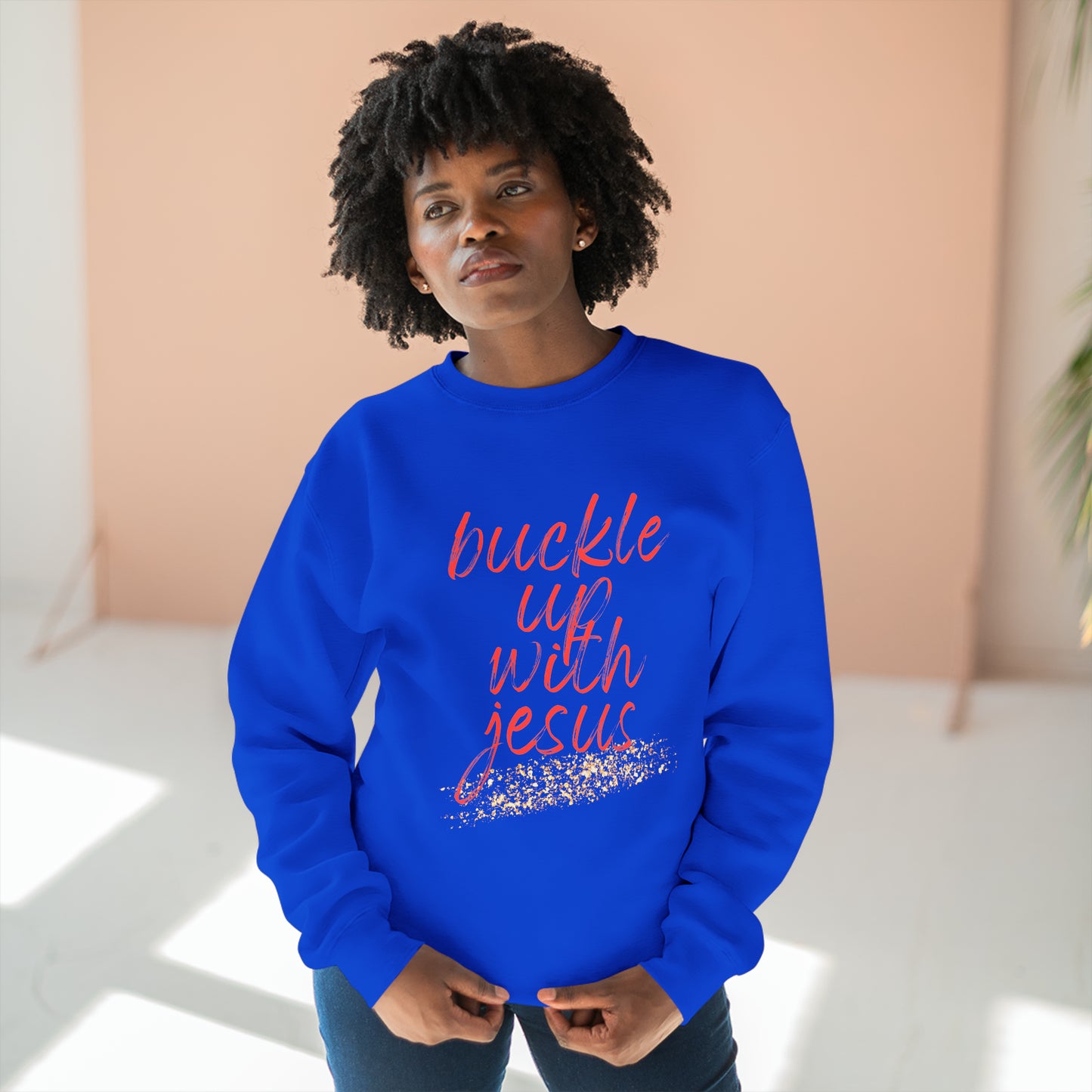 Buckle Up with Jesus - Unisex Crewneck Sweatshirt