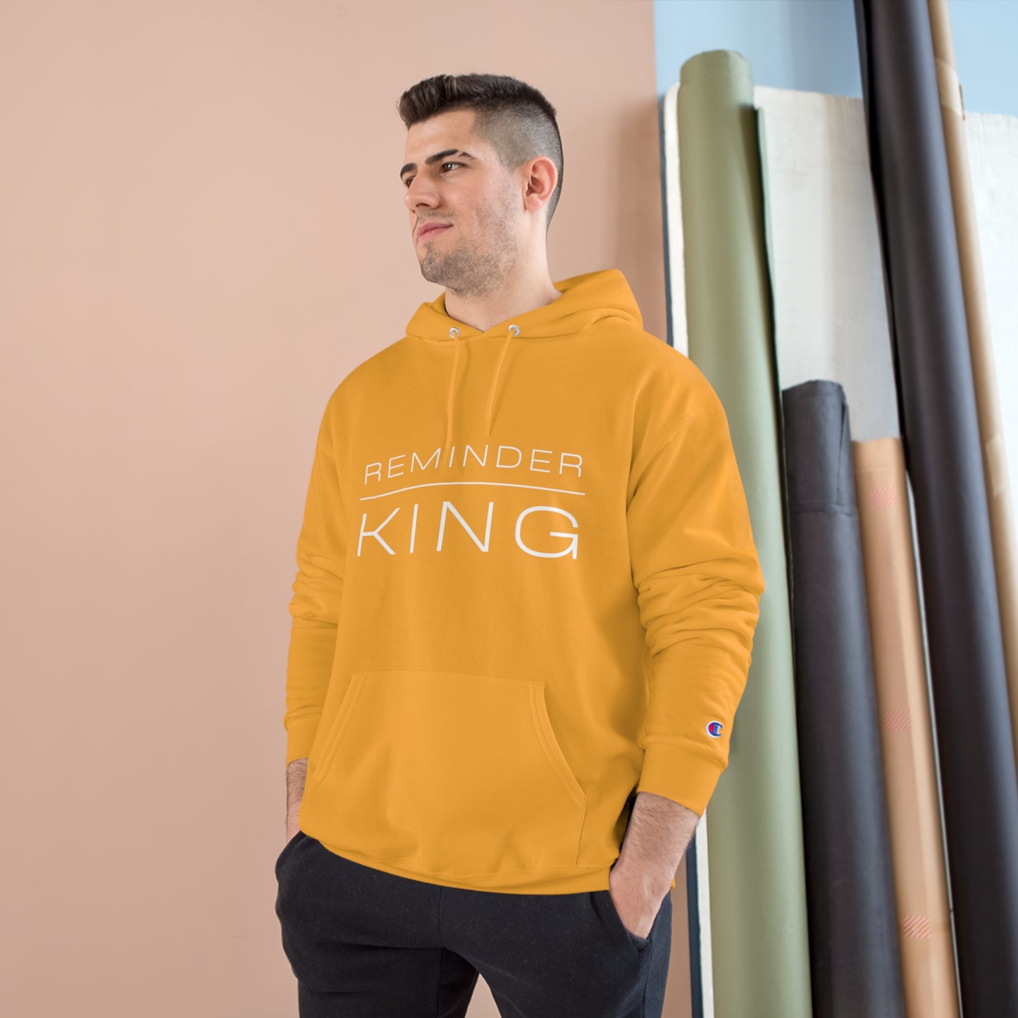 REMINDER KING - Inspirational Motivational Happy Funny Quote - Men's Champion Hoodie