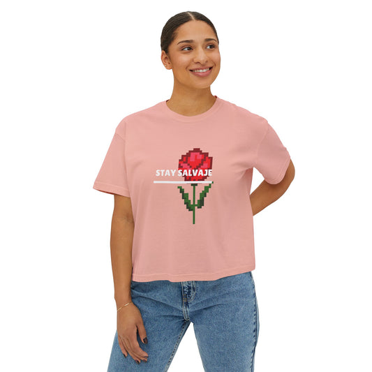 Oversized Tee "Stay Salvaje" Rose Shirt