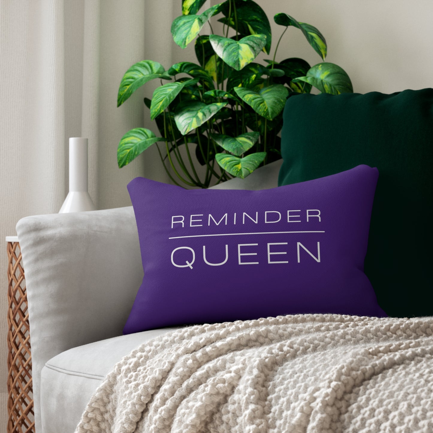 REMINDER - Queen - Purple - Spun Polyester Lumbar Pillow