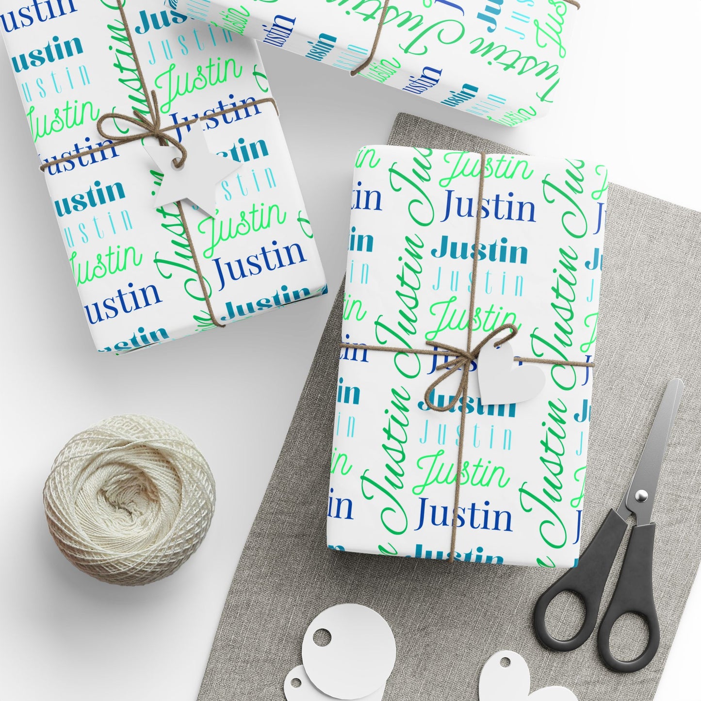 JUSTIN Personalized Wrapping Papers - WHITE