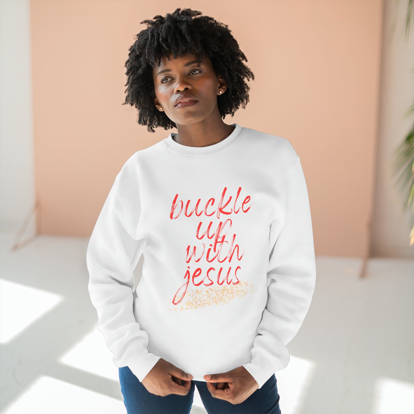 Buckle Up with Jesus - Unisex Crewneck Sweatshirt