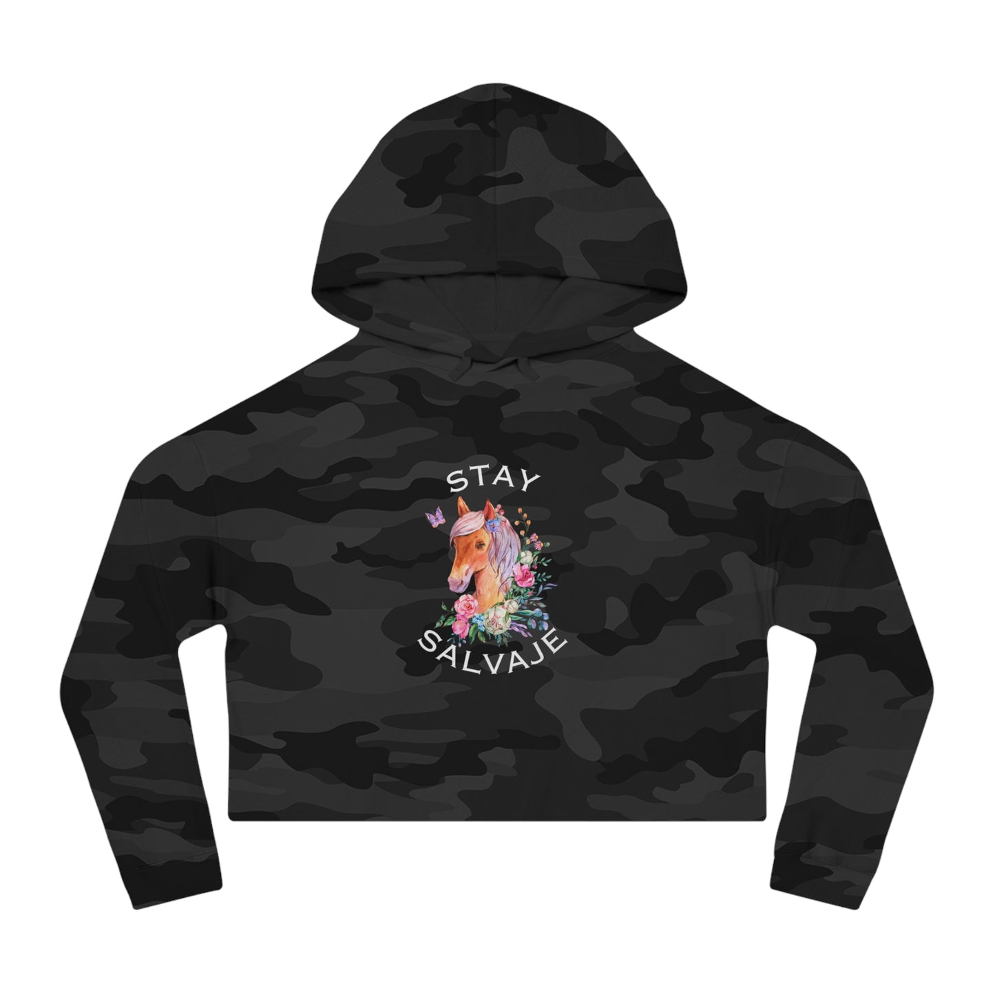 Cropped Hoodie - Whimsical Unicorn "Stay Salvaje"