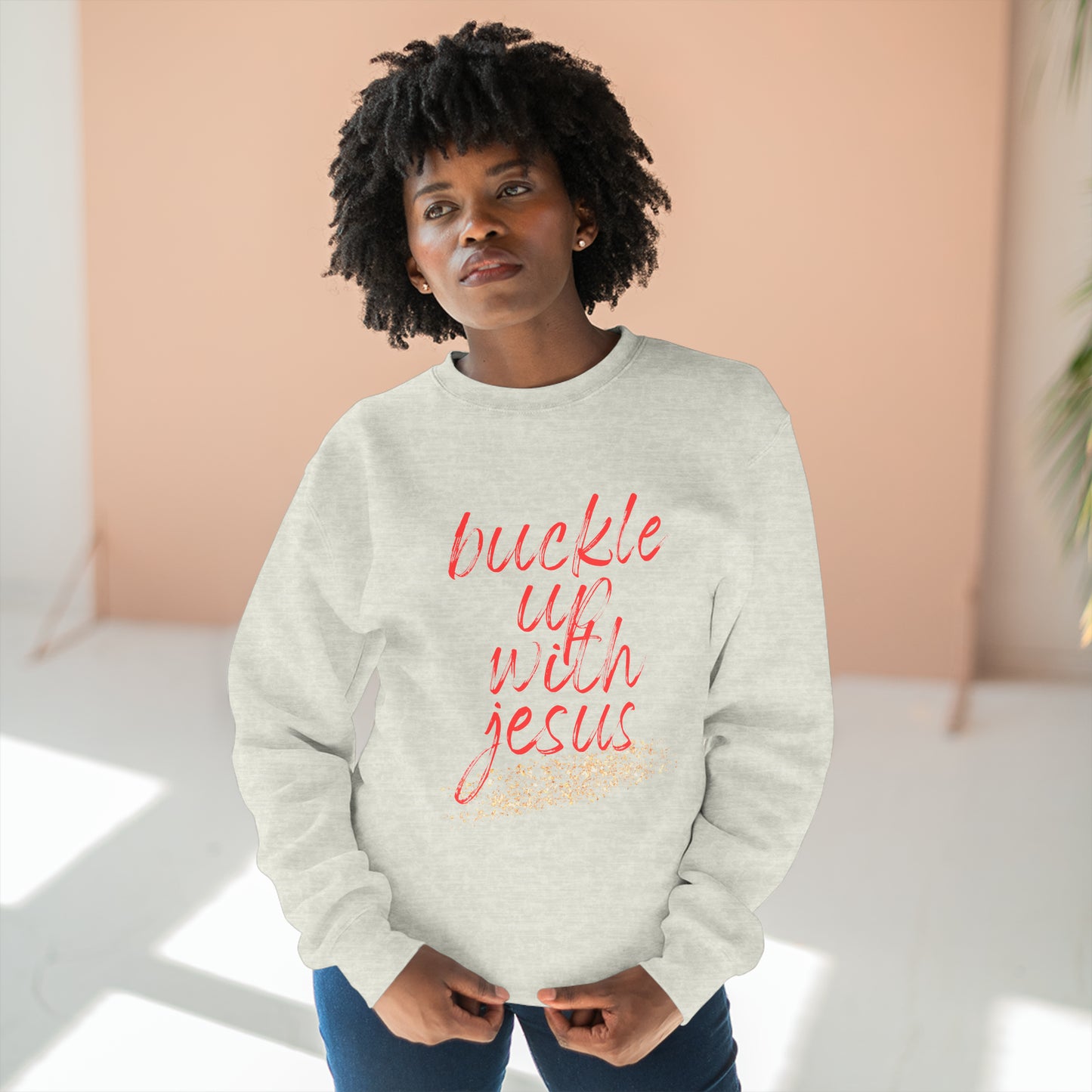 Buckle Up with Jesus - Unisex Crewneck Sweatshirt