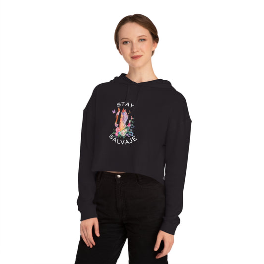 Cropped Hoodie - Whimsical Unicorn "Stay Salvaje"