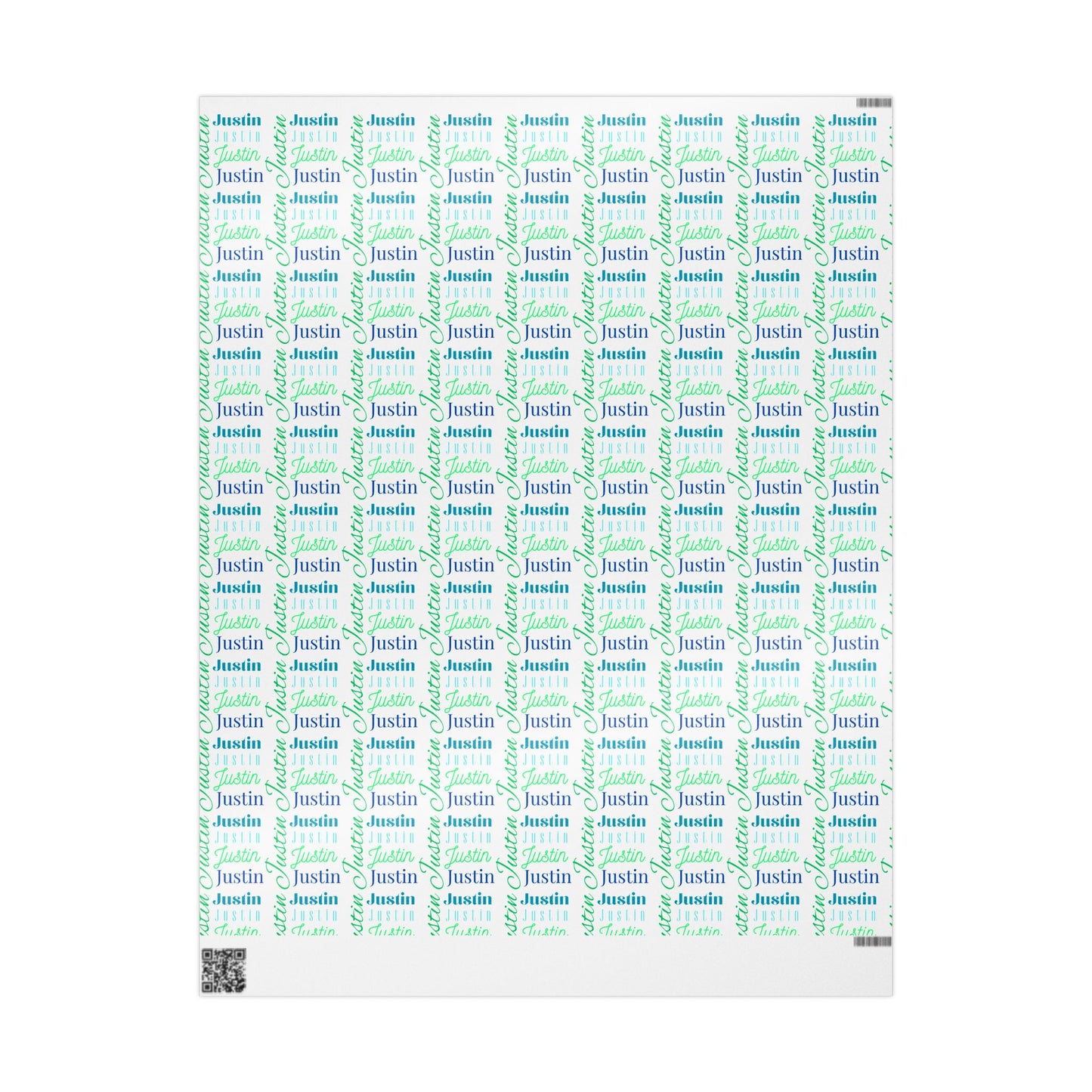 JUSTIN Personalized Wrapping Papers - WHITE