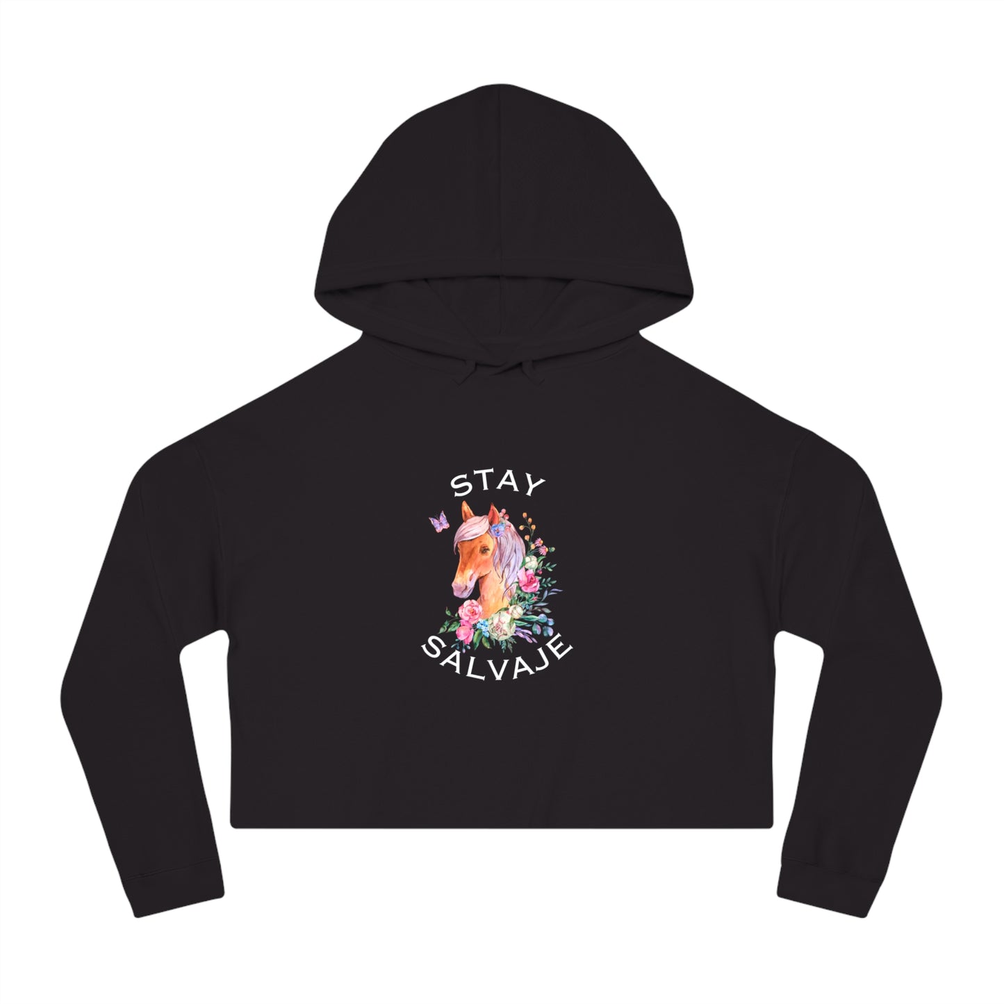 Cropped Hoodie - Whimsical Unicorn "Stay Salvaje"