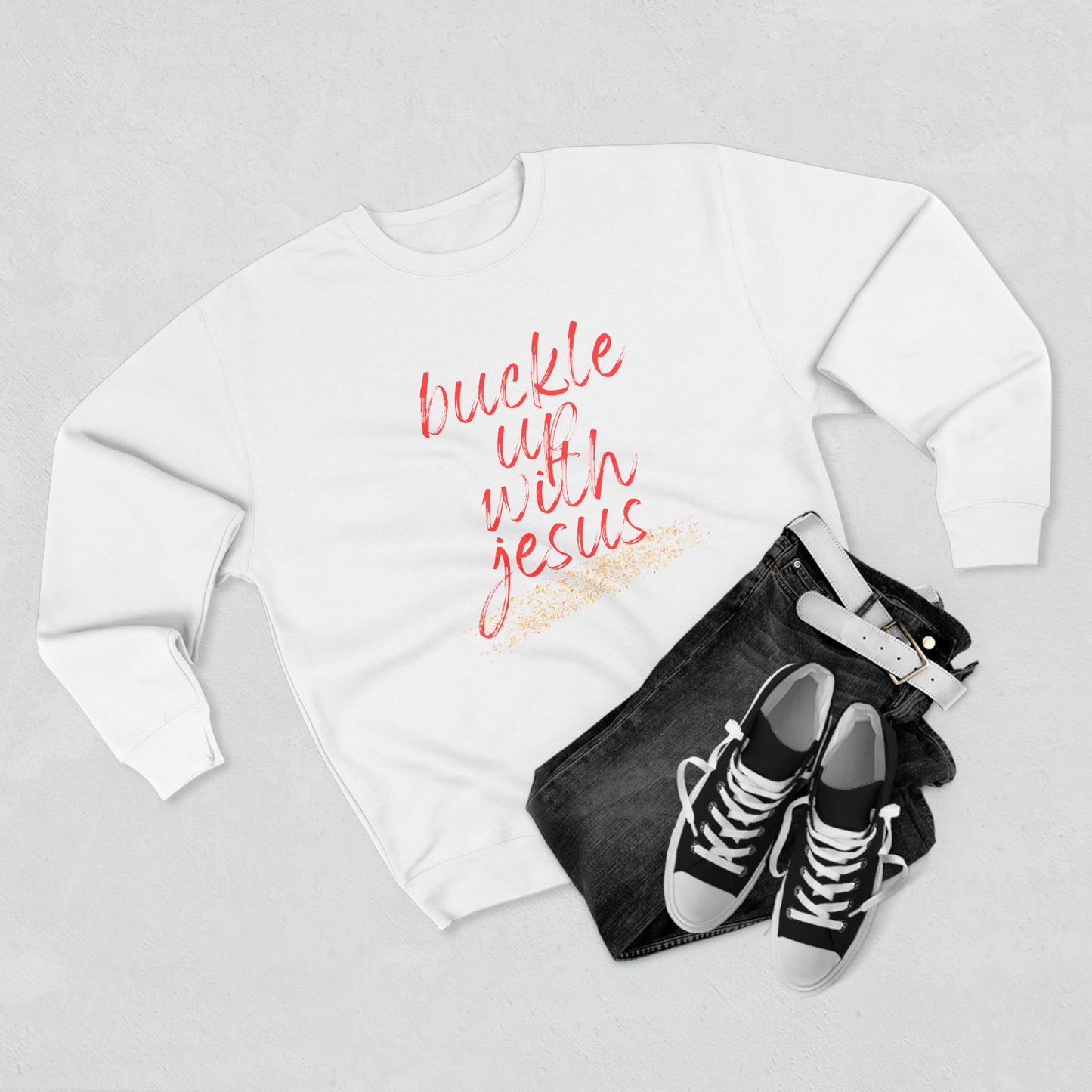 Buckle Up with Jesus - Unisex Crewneck Sweatshirt