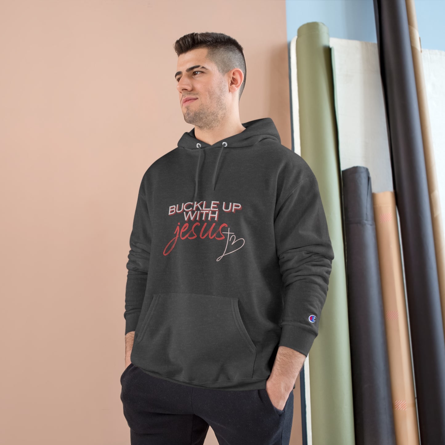 Buckle Up with Jesus Unisex Champion Hoodie