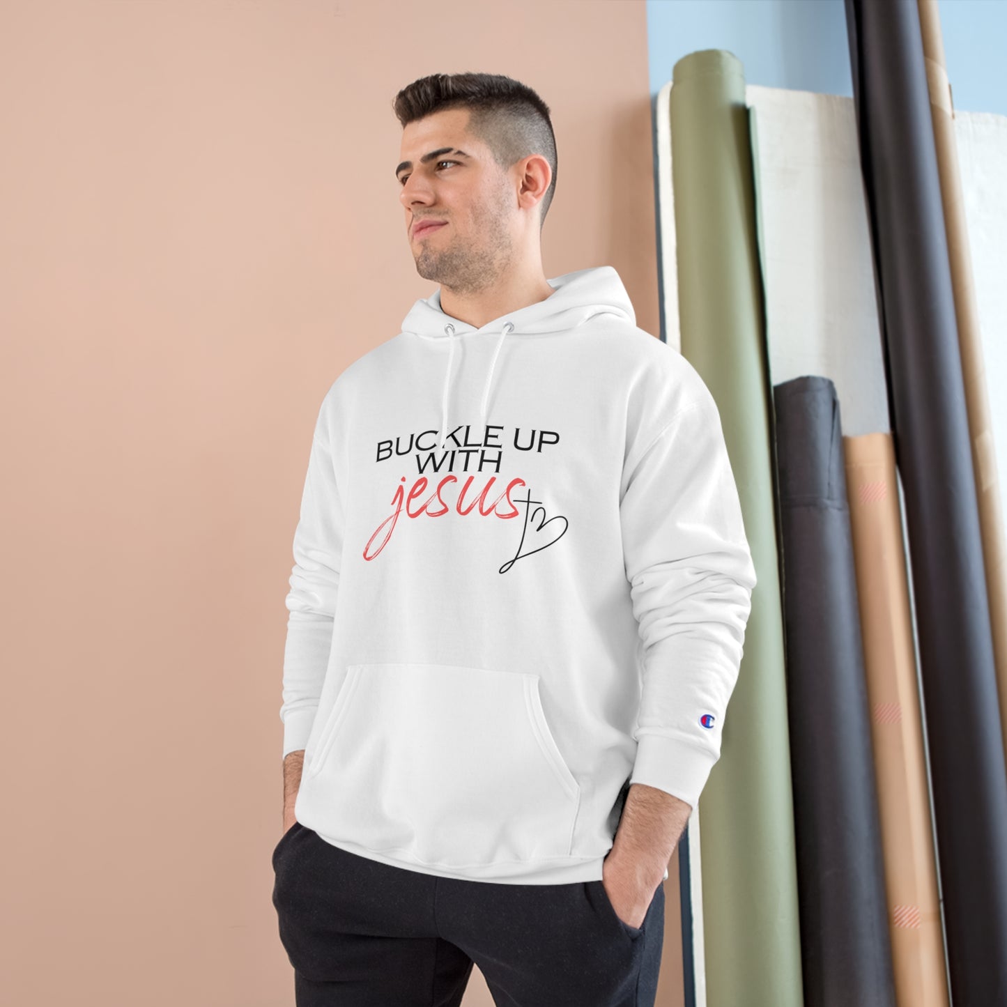 Buckle Up with Jesus Unisex Champion Hoodie