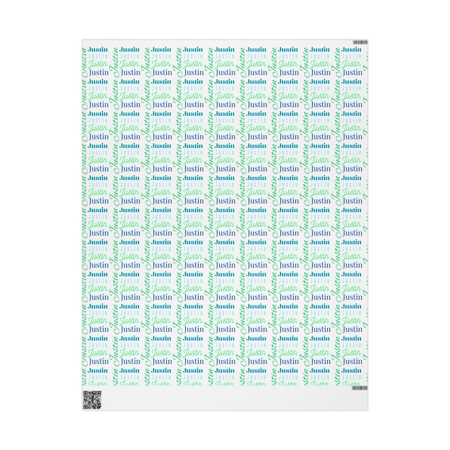 JUSTIN Personalized Wrapping Papers - WHITE