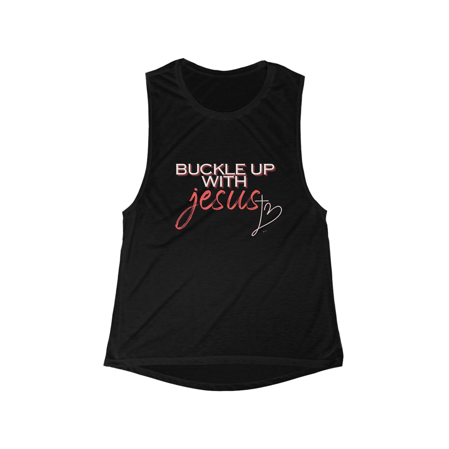 Buckle Up with Jesus - Women's Flowy Scoop Muscle Tank