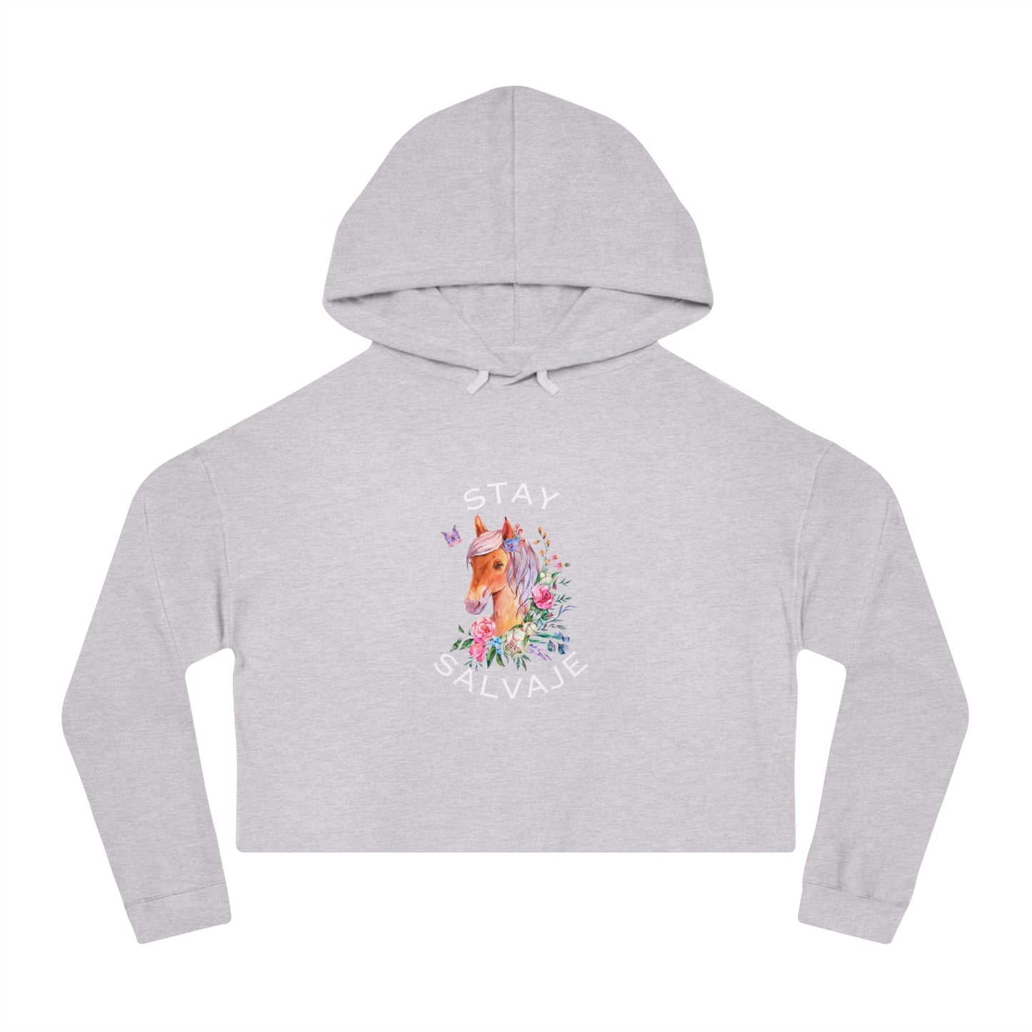 Cropped Hoodie - Whimsical Unicorn "Stay Salvaje"