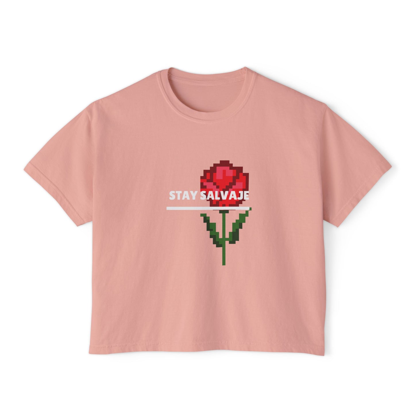 Oversized Tee "Stay Salvaje" Rose Shirt