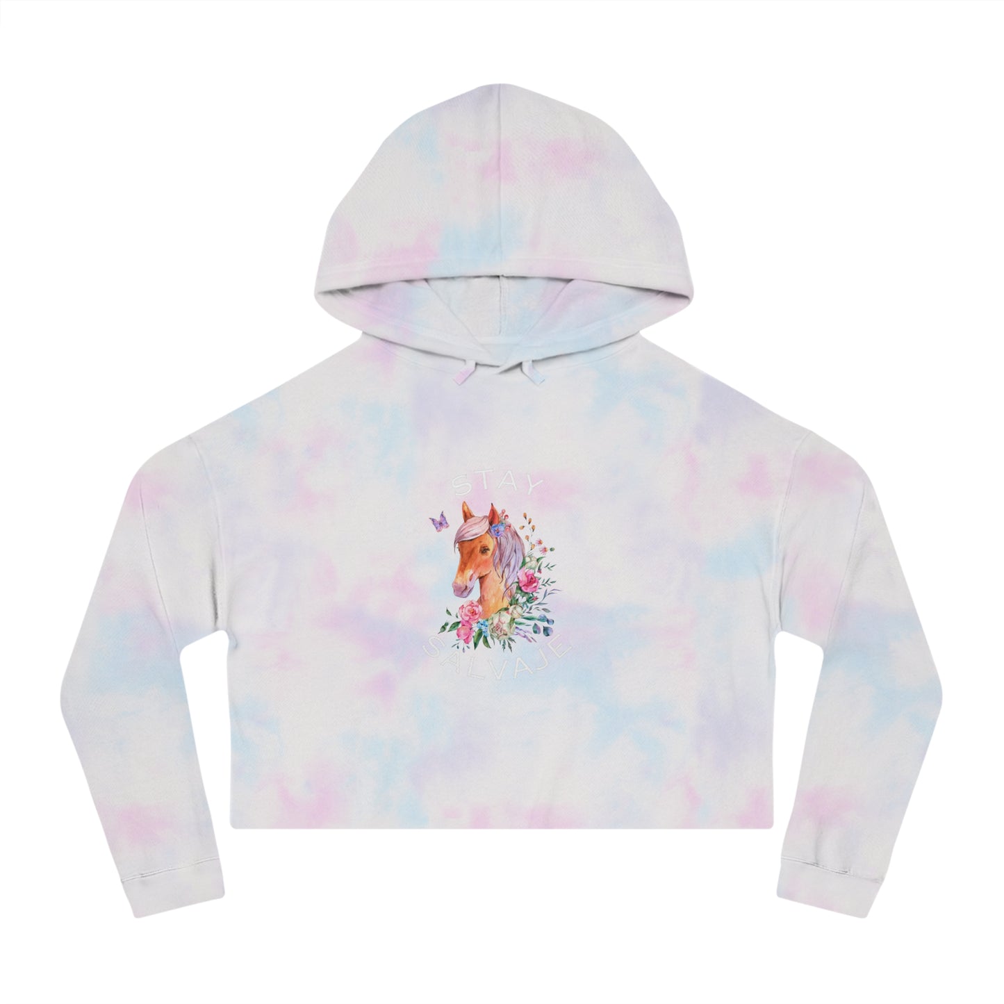 Cropped Hoodie - Whimsical Unicorn "Stay Salvaje"