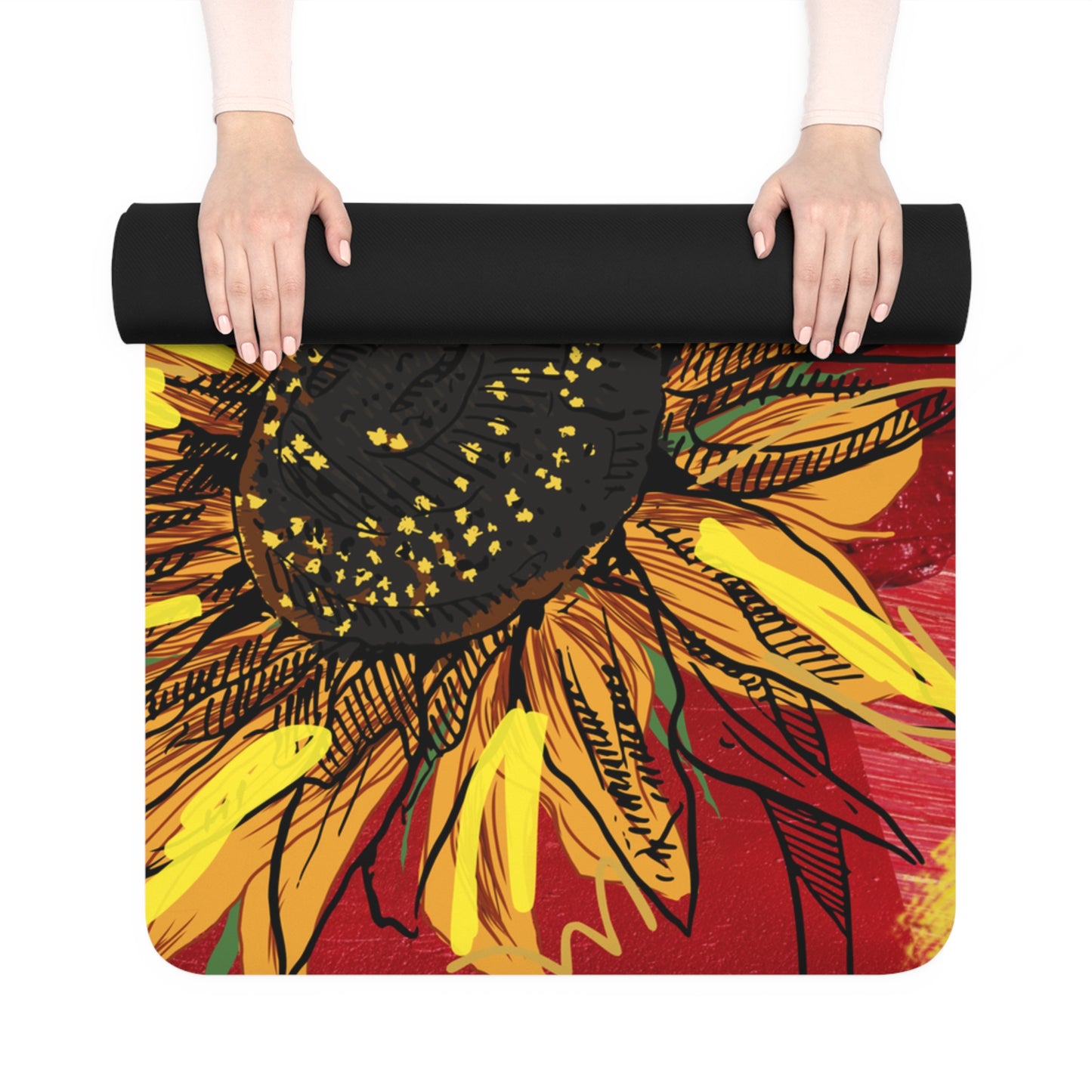 Purple Sunflower - Rubber Yoga Mat