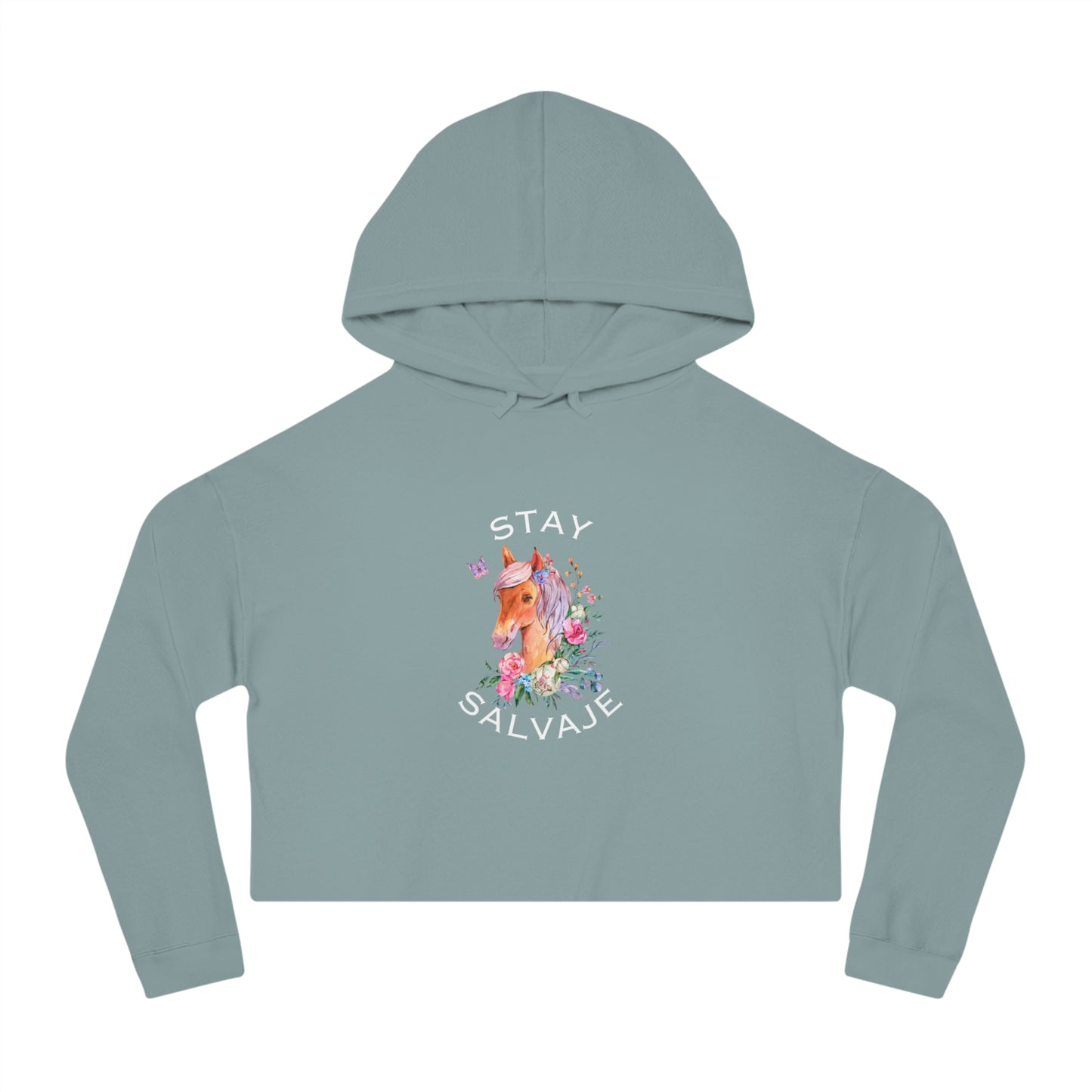 Cropped Hoodie - Whimsical Unicorn "Stay Salvaje"