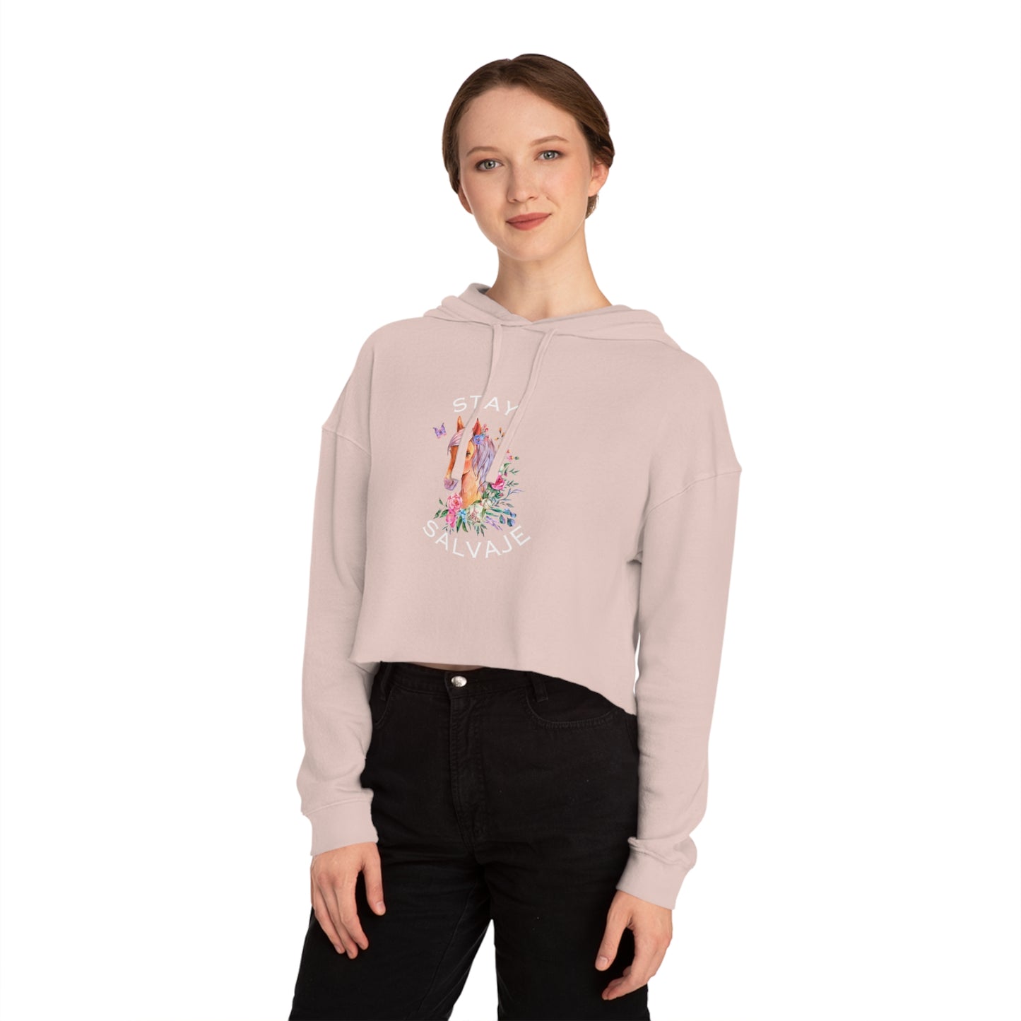 Cropped Hoodie - Whimsical Unicorn "Stay Salvaje"