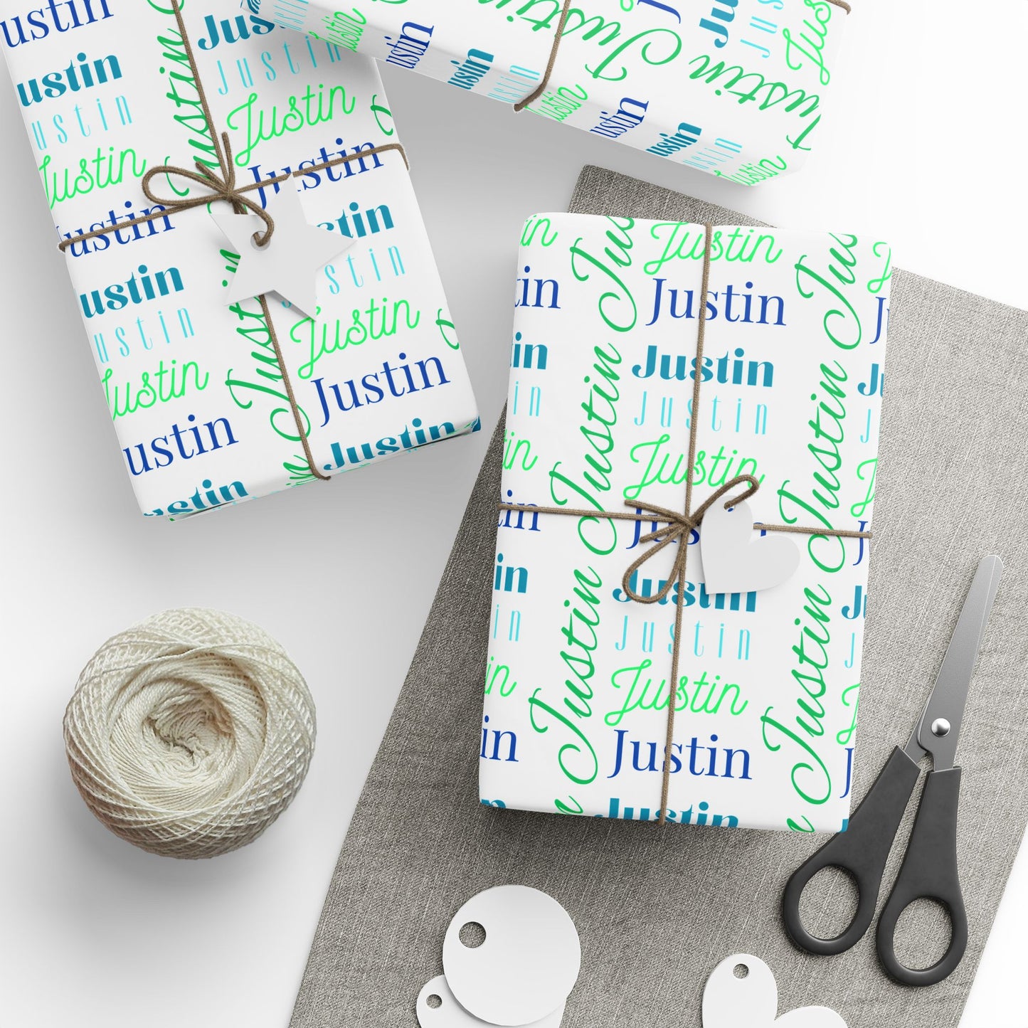 JUSTIN Personalized Wrapping Papers - WHITE