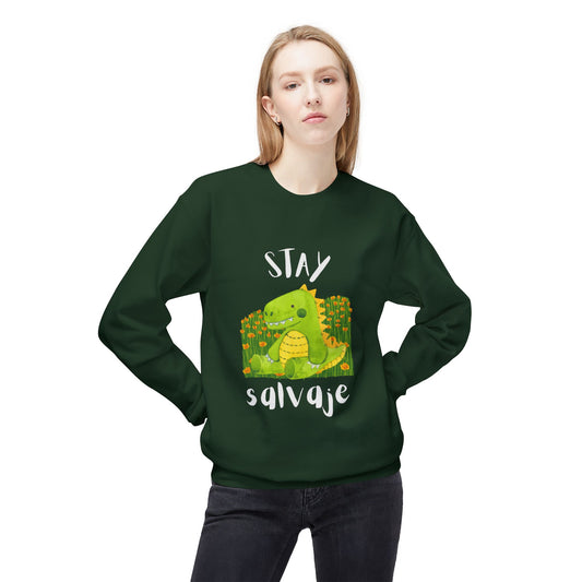 Dinosaur "Stay Salvaje" UNISEX Softstyle Fleece Crewneck Sweatshirt