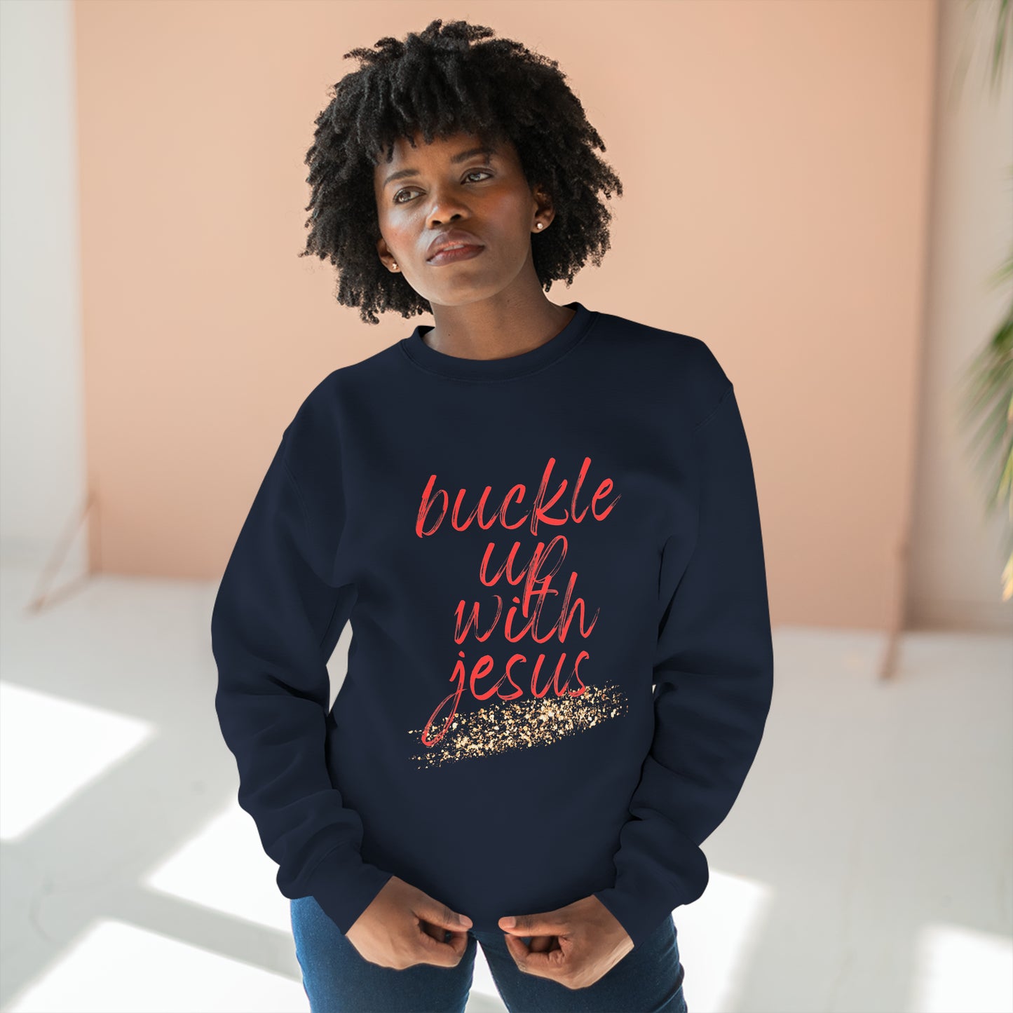 Buckle Up with Jesus - Unisex Crewneck Sweatshirt